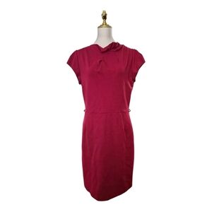 MNG by Mango Red‎ Cowl Neck Cap Sleeve Sheath Dress Women’s Size 12 XL